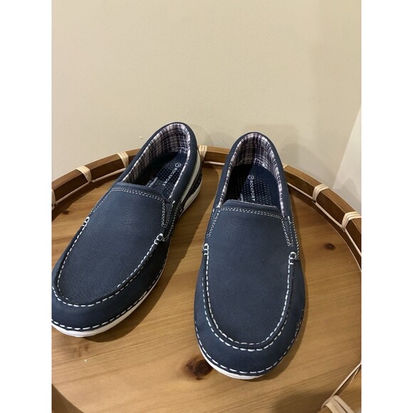 Rockport Shoes Mens 8M Loafers Navy Blue Leather Slip On Casual - Picture 1 of 6